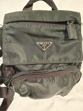 Prada Dark Green Nylon Mini Backpack Crossbody